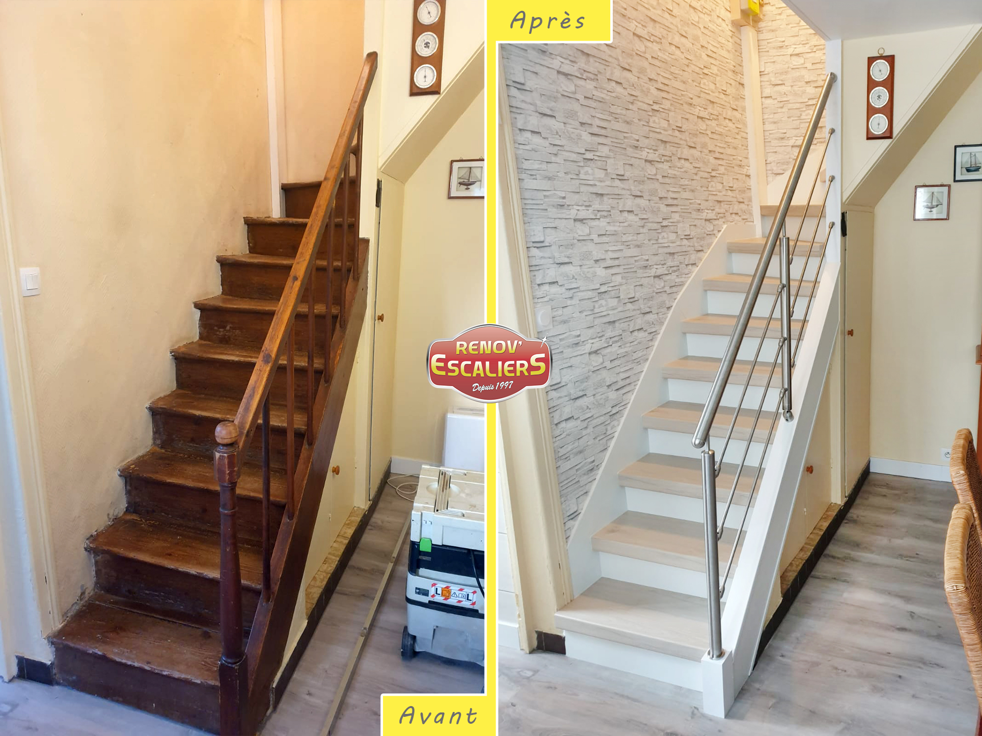 RENOVATION ESCALIER BOIS/LEDS  Led escalier, Renovation escalier bois,  Escalier