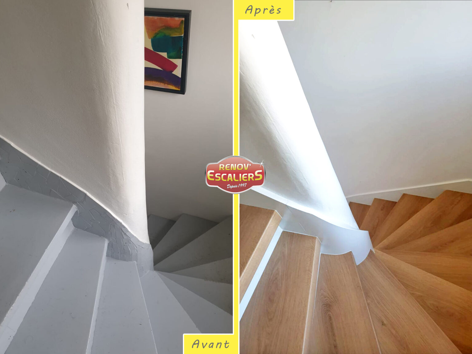 Rénovation par habillage d'un escalier bois - Moderne & Silencieux