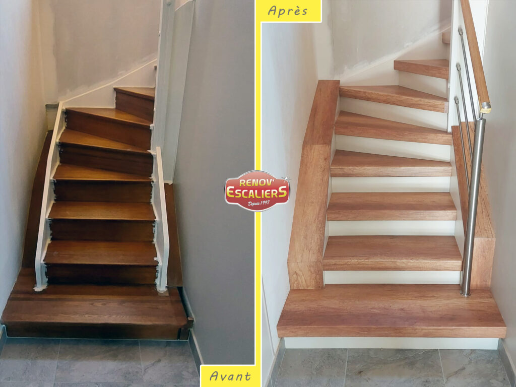 Rénovation par habillage d'un escalier bois - Moderne & Silencieux