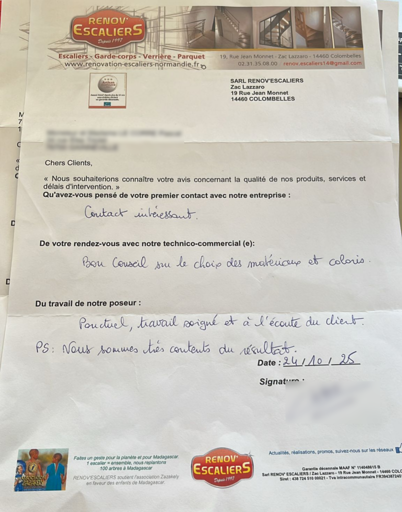 renov escalier avis client 24-10-2025